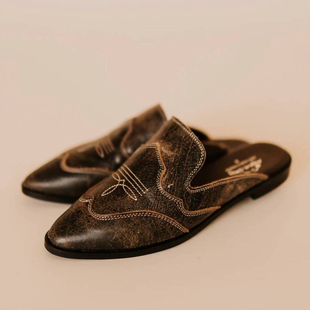 NEW AGAVE SKY women's adaire classic flat mules in dark brown